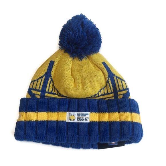New Era NBA Golden State Warriors The City Cuffed Pom Beanie Winter Hat Cap - Picture 3 of 4